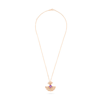 Rose Gold Diamond Pendant With Natural Amethyst