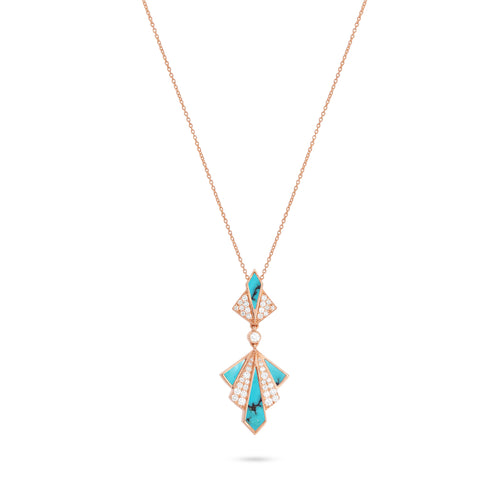 Rose Gold Diamond Pendant VISTA Rose Gold Turquoise Diamond Pendant