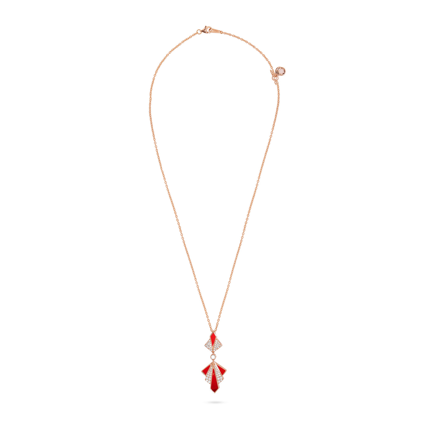 VISTA Rose Gold Cherry Quartz Diamond Pendant