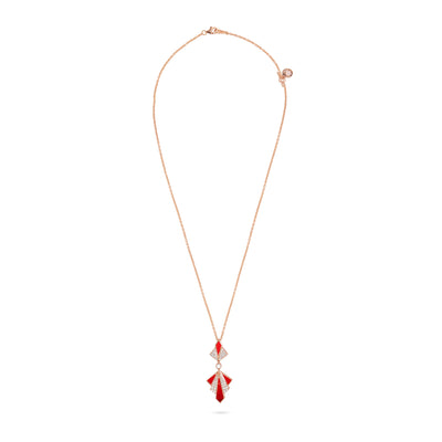 VISTA Rose Gold Cherry Quartz Diamond Pendant