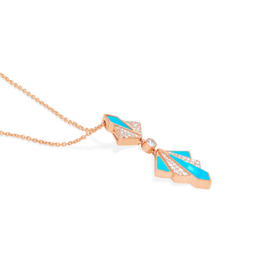 Rose Gold Turquoise Diamond Pendant