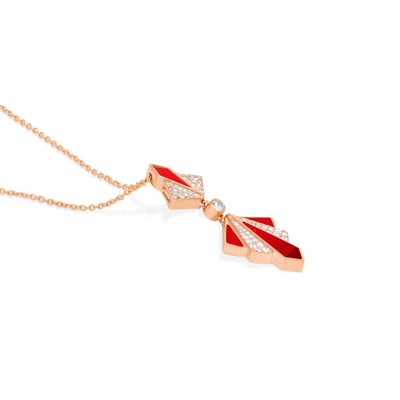 VISTA Rose Gold Cherry Quartz Diamond Pendant