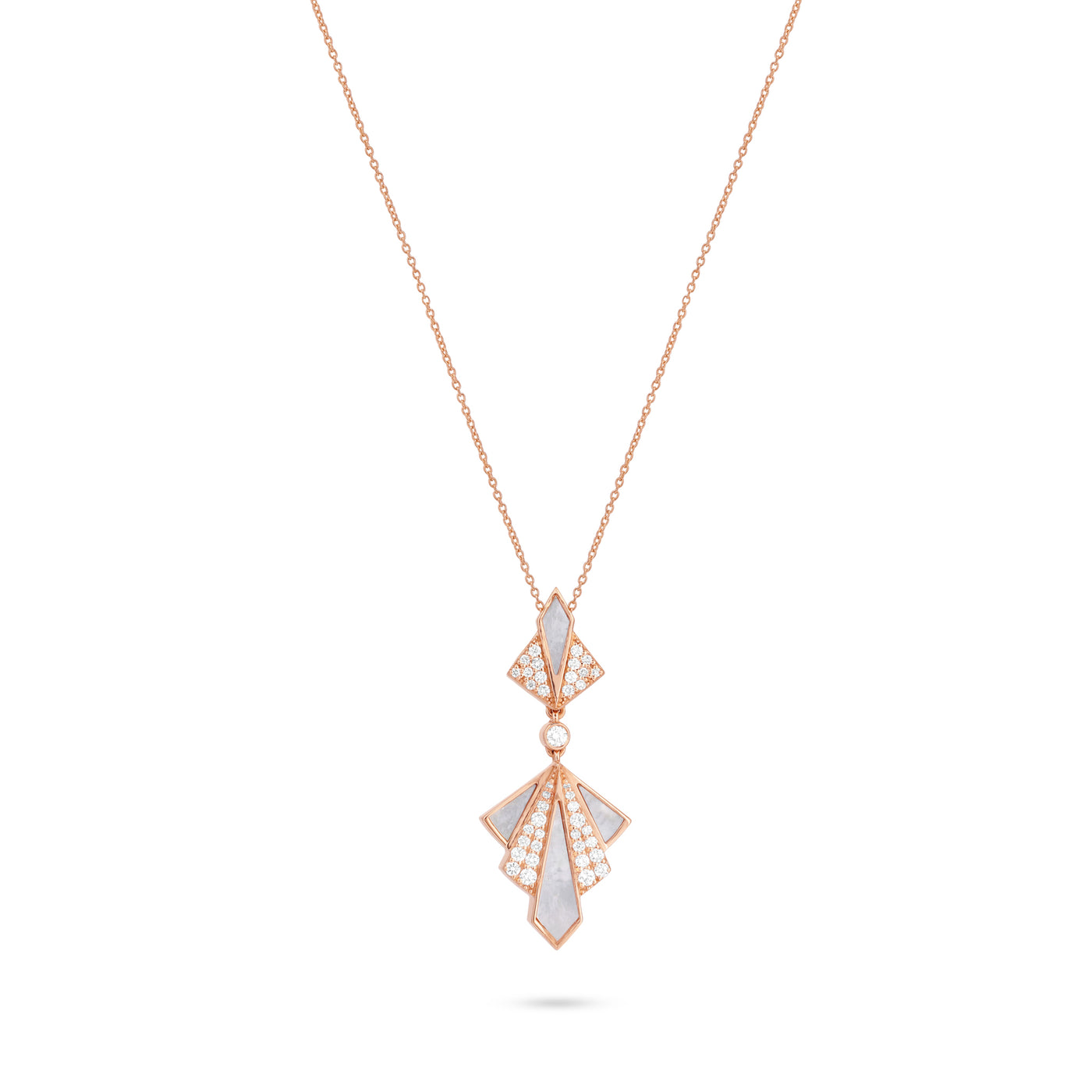 VISTA Rose Gold Pink Mother Of Pearl Diamond Pendant