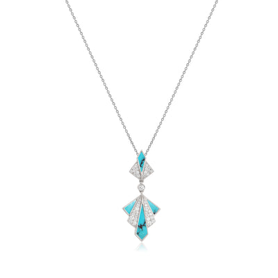  VISTA White Gold Turquoise Diamond Pendant