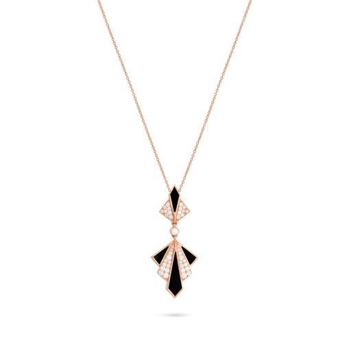  VISTA Rose Gold Onyx Diamond Pendant