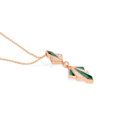 VISTA Rose Gold malachite Diamond Pendant