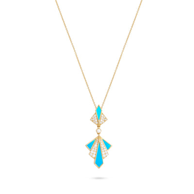 Yellow Gold Diamond Pendant VISTA Yellow Gold Turquoise Diamond Pendant