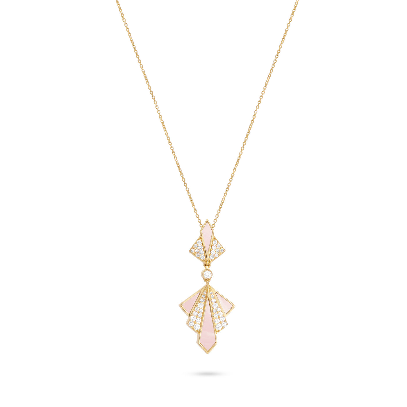 VISTA Yellow Gold Mother Of Pearl Diamond Pendant