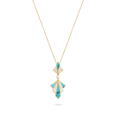 Yellow Gold Diamonds Pendant VISTA Yellow Gold Turquoise Diamond Pendant
