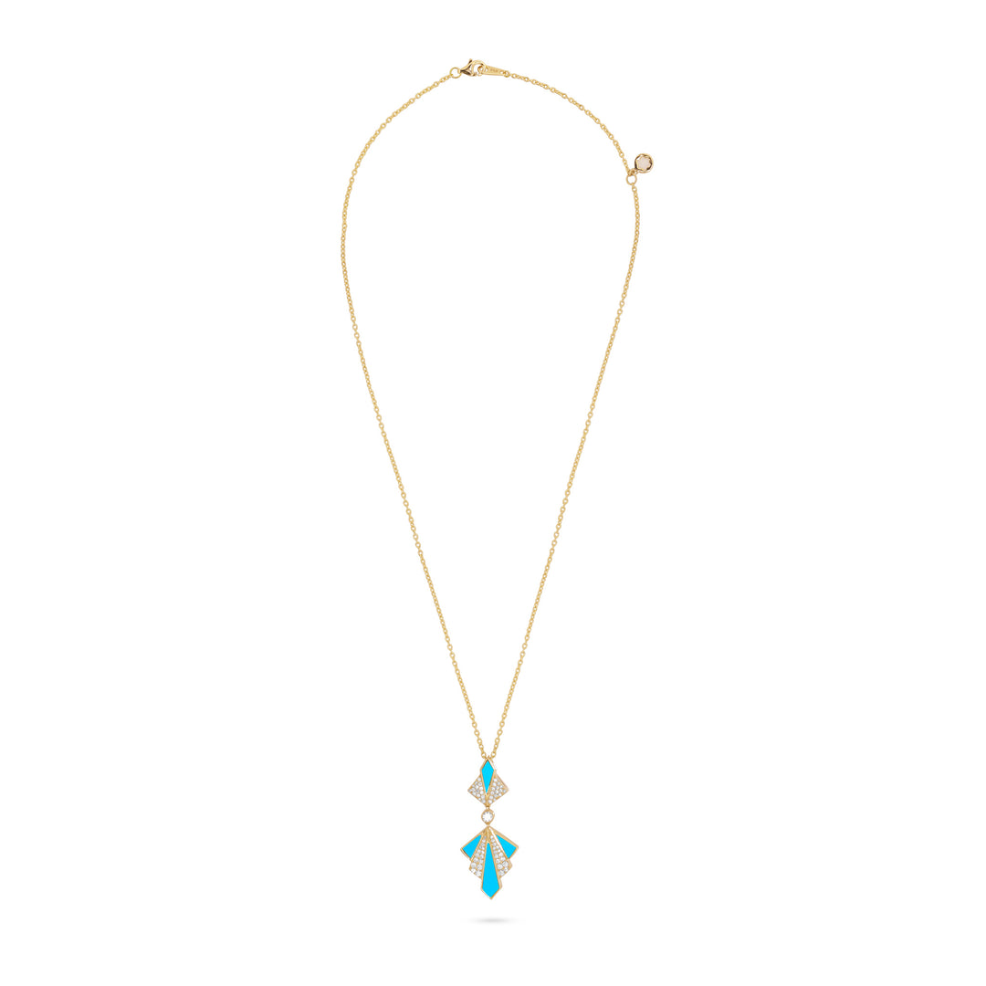 VISTA Yellow Gold Turquoise Diamond Pendant