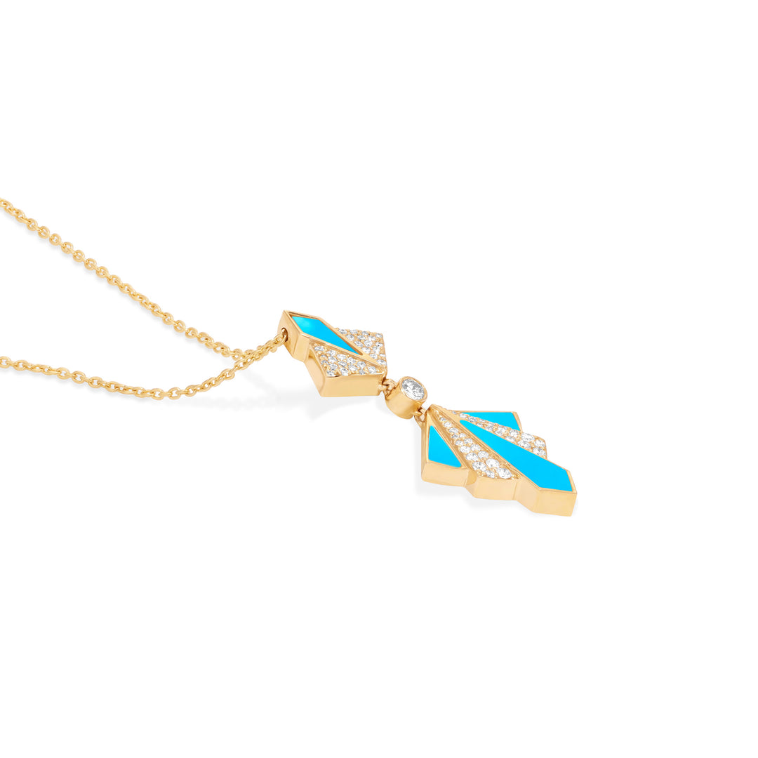 VISTA Yellow Gold Turquoise Diamond Pendant