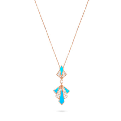 Rose Gold Turquoise Diamond Pendant