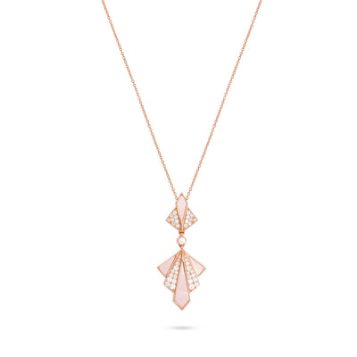 Rose Gold Diamond Pendant  VISTA Rose Gold Pink Quartz Diamond Pendant