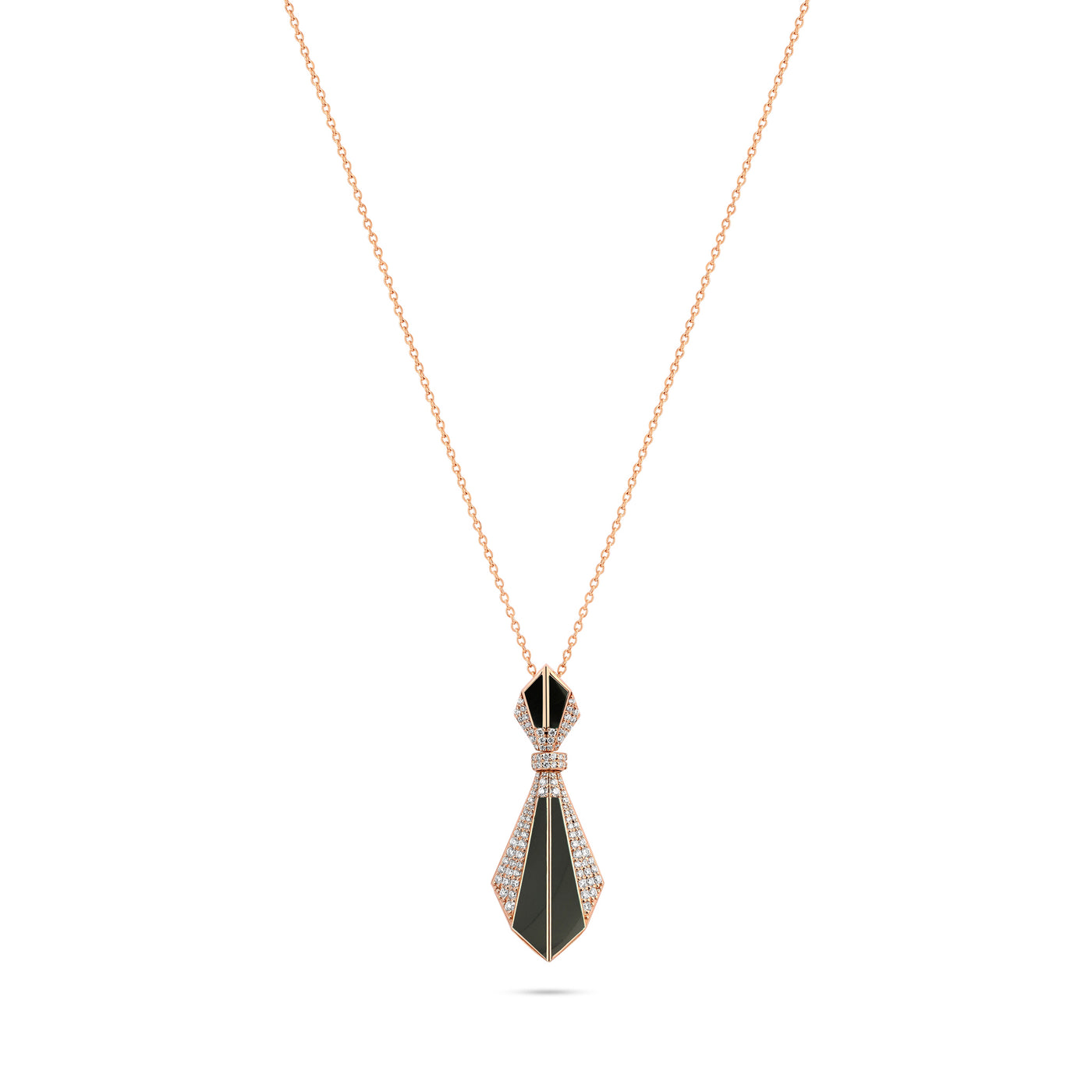 VISTA Rose Gold Diamond pointed Pendant with Malachite