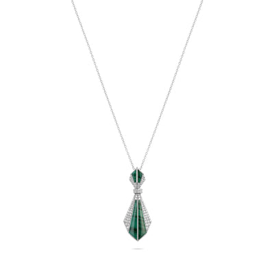 White Gold Malachite Pendant VISTA White Gold Malachite Diamond Pendant