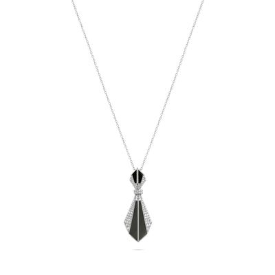 White Gold Onyx Pendant VISTA White Gold Vlack onyx Diamond Pendant