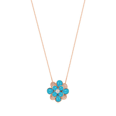 Rose Gold Diamond Pendant RONZA Rose Gold Diamond Pendant with Turquoise
