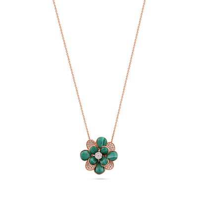  RONZA Rose Gold Diamond Pendant with Malachite