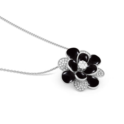 White Gold Diamond Pendant Dubai RONZA White Gold Double Circle Diamond Pendant