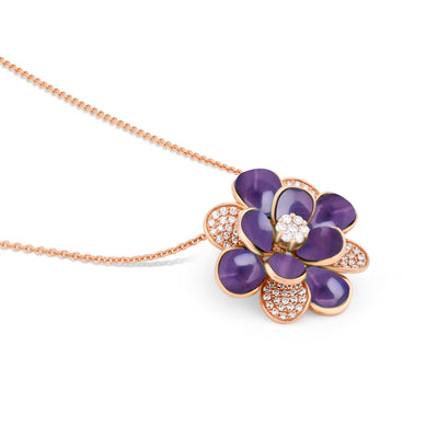 Rose Gold Diamond Pendant RONZA Rose Gold Diamond Pendant with Amethyst