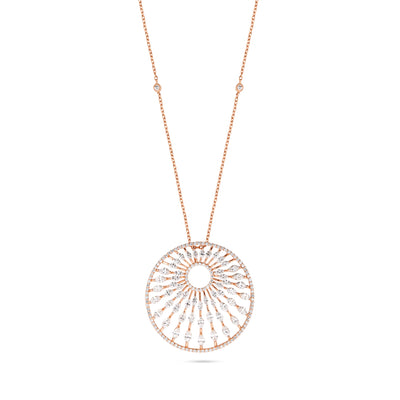  ETOILE Rose Gold Radiant Sunburst Diamond Pendant