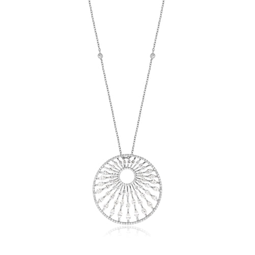 White Gold Radiant Sunburst Diamond Pendant ETOILE White Gold Radiant Sunburst Diamond Pendant