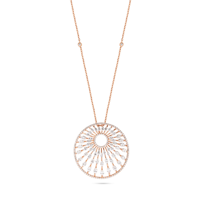 ETOILE Rose Gold Radiant Sunburst Diamond Pendant