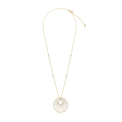 Yellow Gold Radiant Sunburst Diamond Pendant