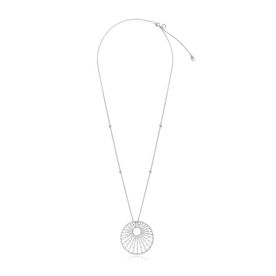 White Gold Radiant Sunburst Diamond Pendant