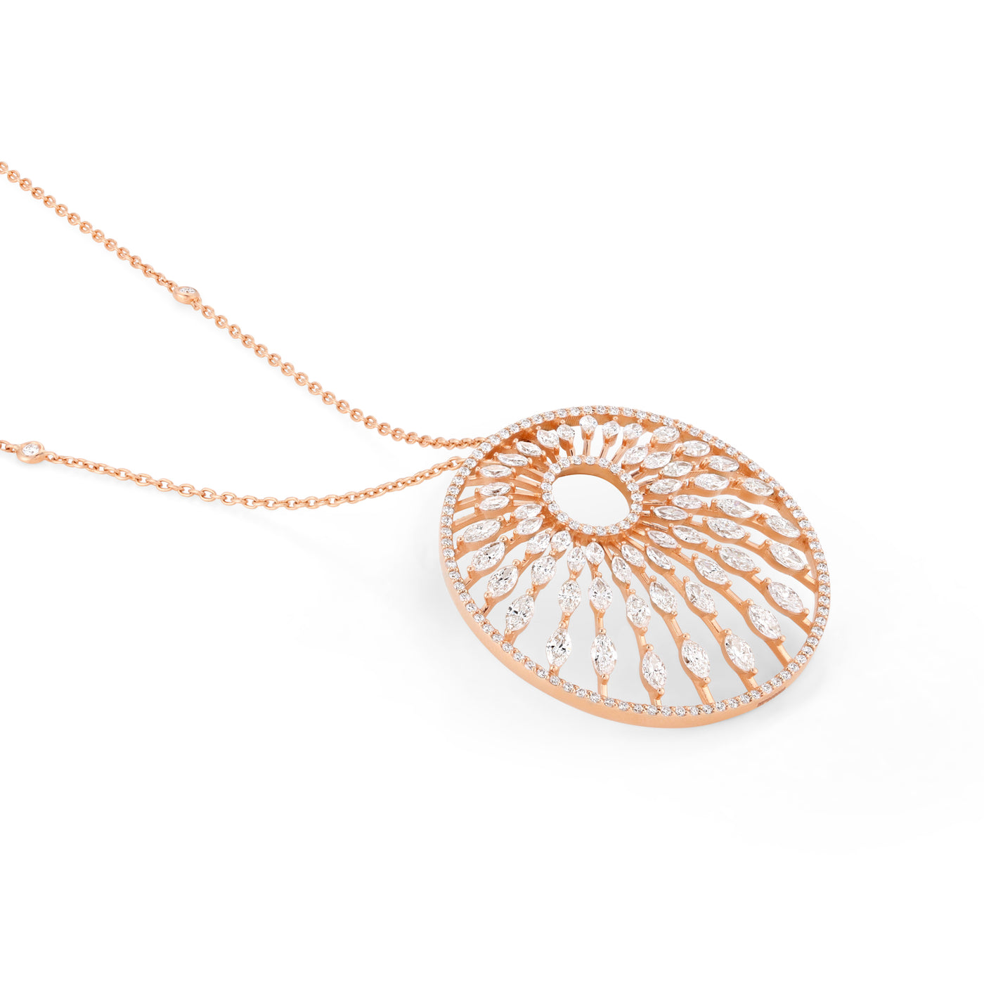 ETOILE Rose Gold Radiant Sunburst Diamond Pendant