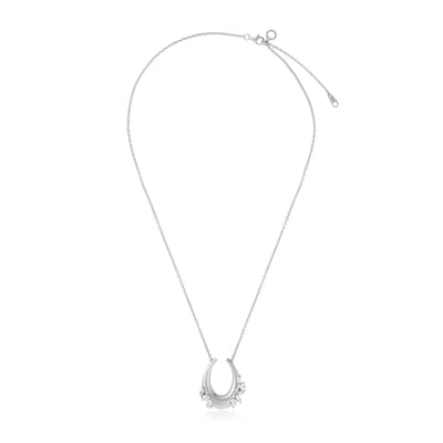 Celestial Crescent White Gold Necklace