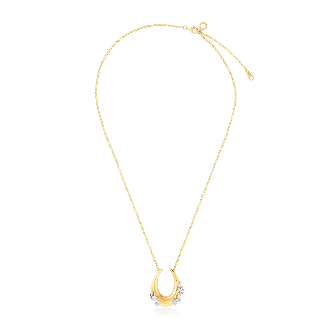 Celestial Crescent Yellow Gold Necklace