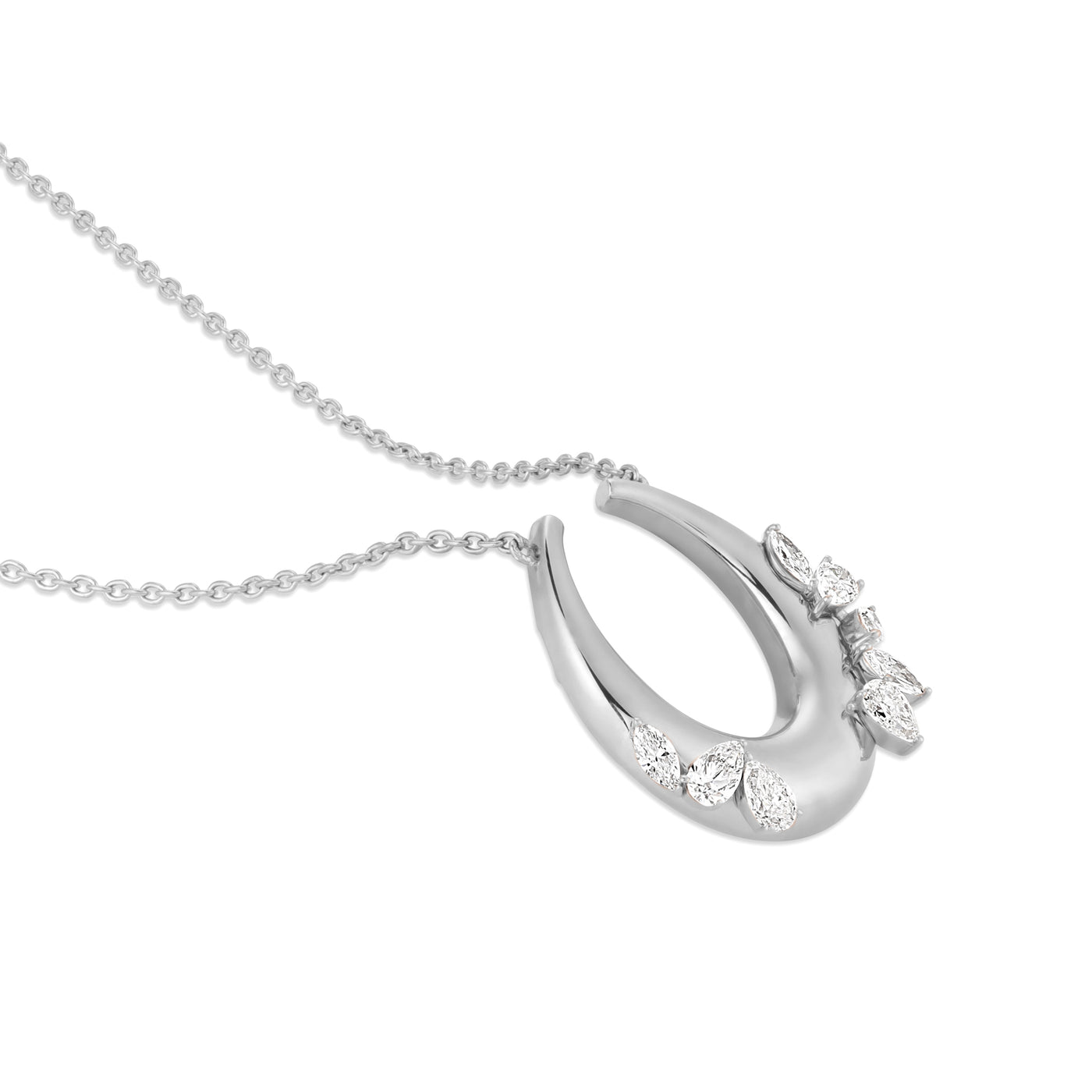 Celestial Crescent White Gold Necklace