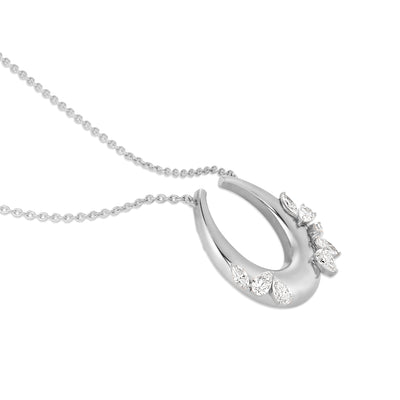 Celestial Crescent White Gold Necklace