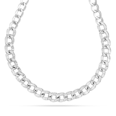 Diamond Baguette Necklace DILARA Interlinked white gold Diamond Baguette Necklace