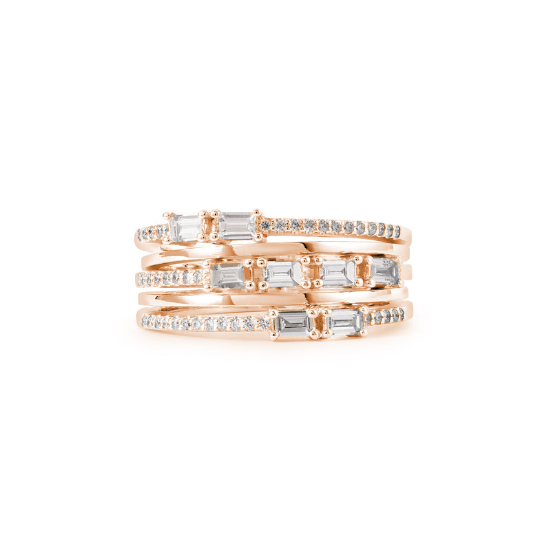 DILARA Rose Gold Baguette Diamond Ring