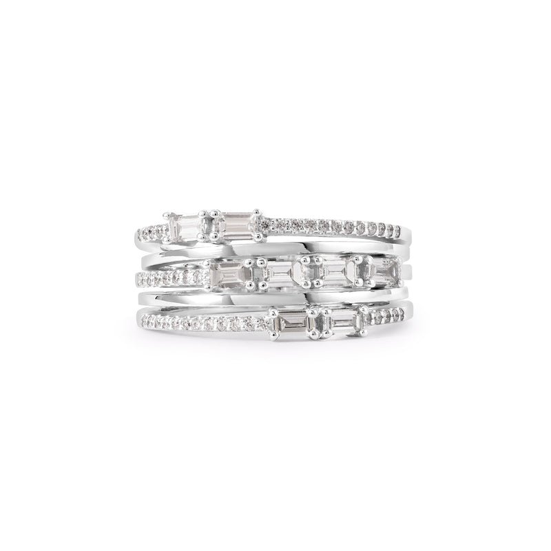 DILARA White Gold Baguette Diamond Ring