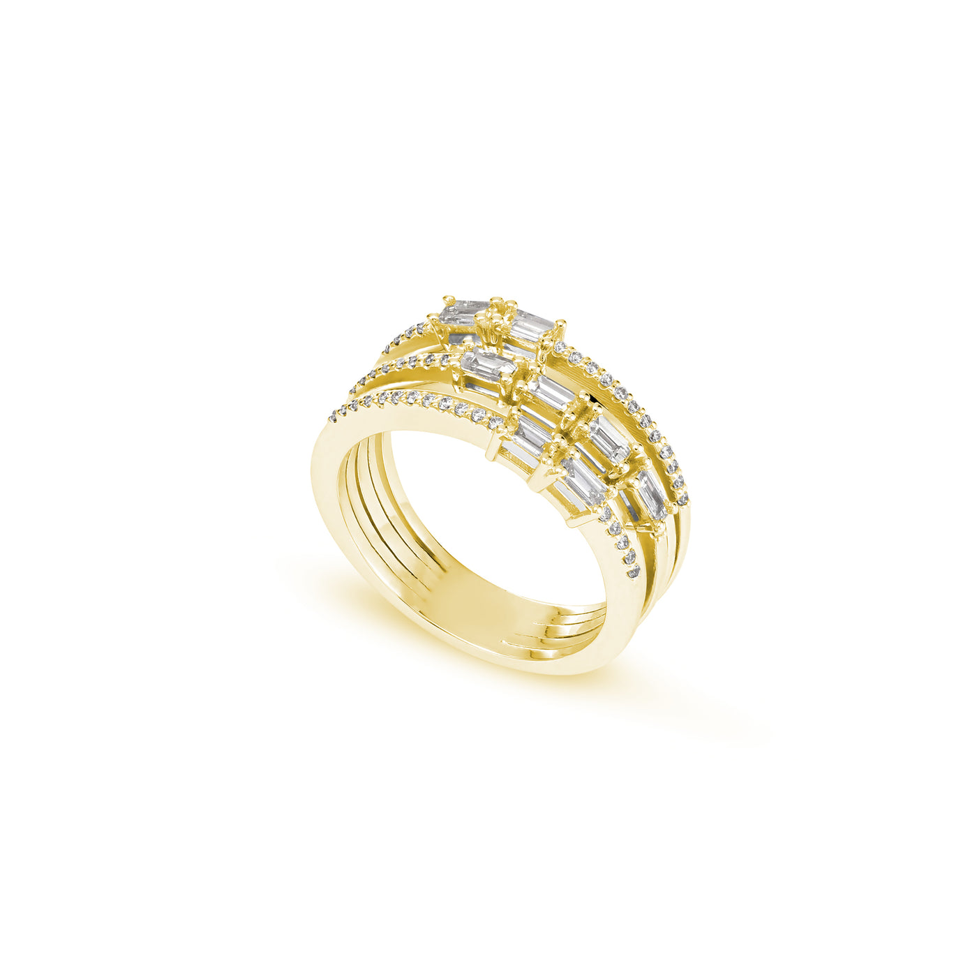 DILARA Yellow Gold Baguette Diamond Ring