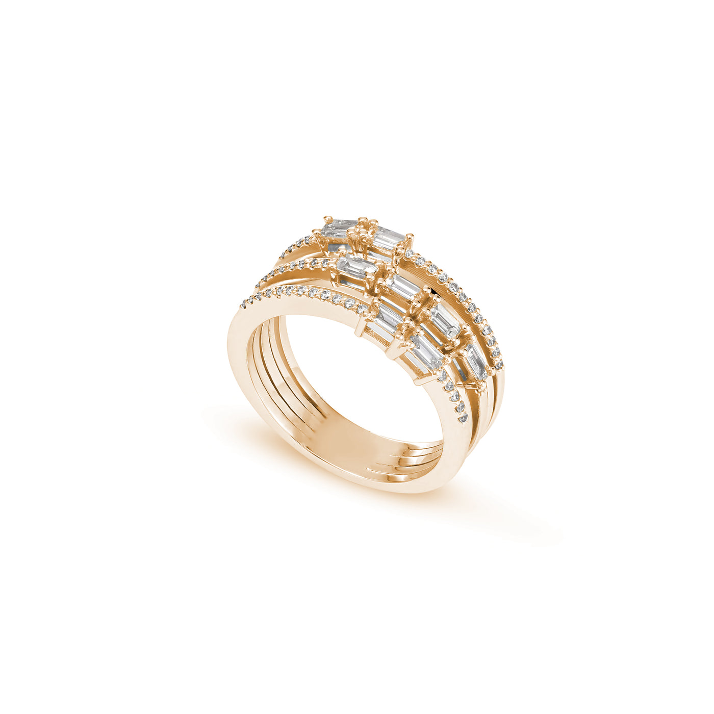 DILARA Rose Gold Baguette Diamond Ring