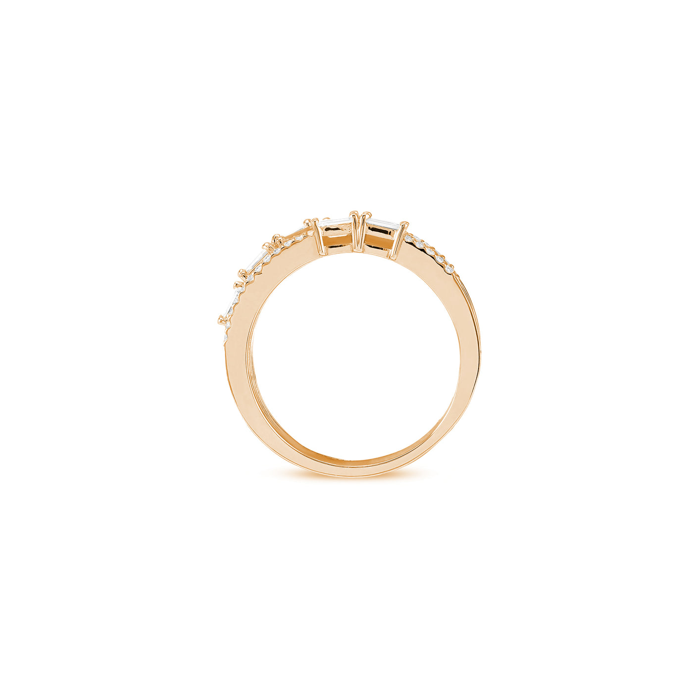 DILARA Rose Gold Baguette Diamond Ring