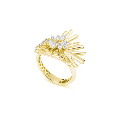 VISTA Yellow Gold with Marquise And Round Diamond Ring