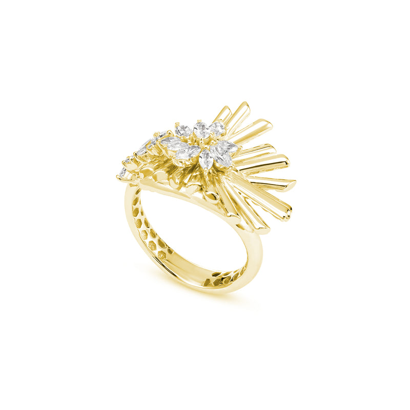 VISTA Yellow Gold with Marquise And Round Diamond Ring