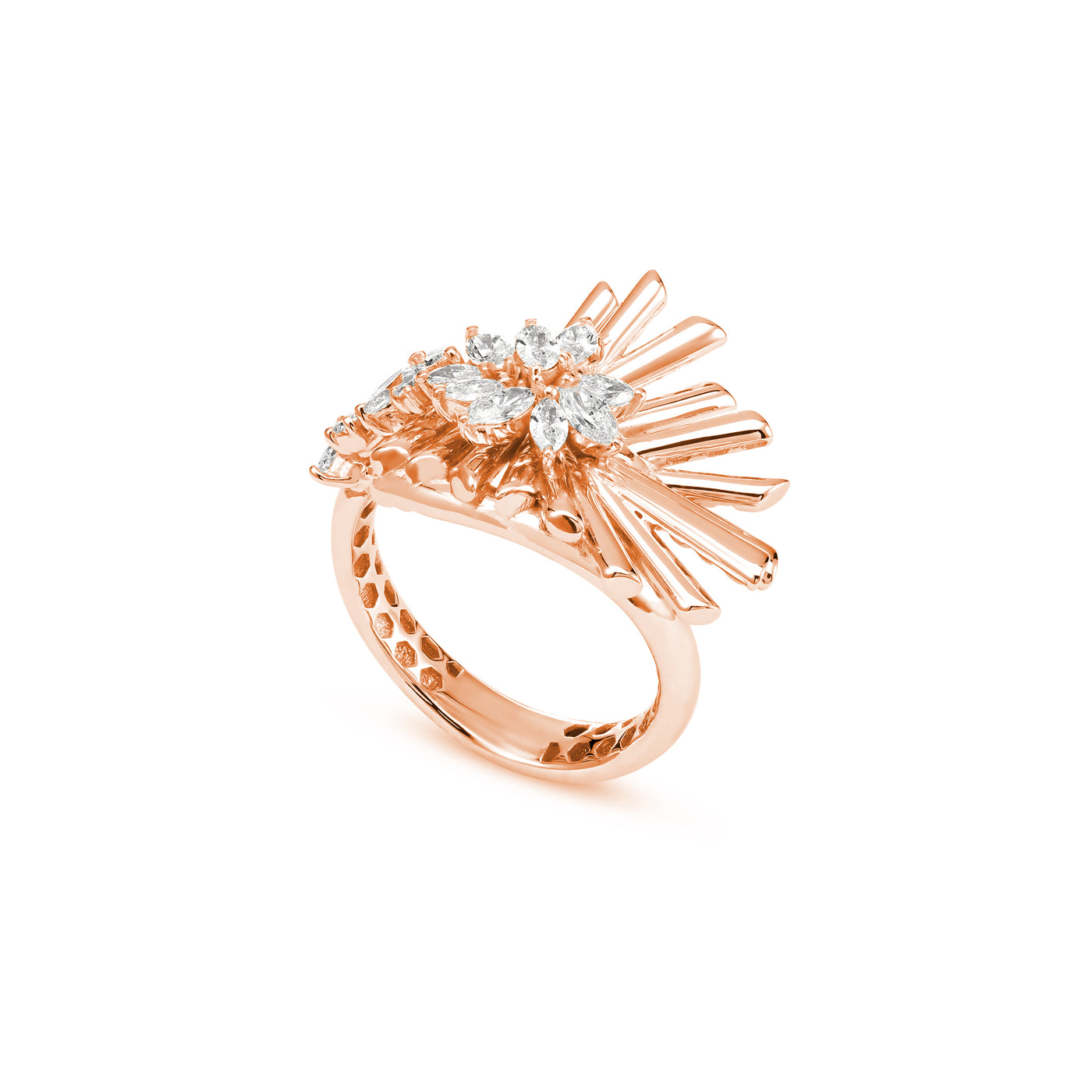 VISTA Rose Gold with Marquise And Round Diamond Ring