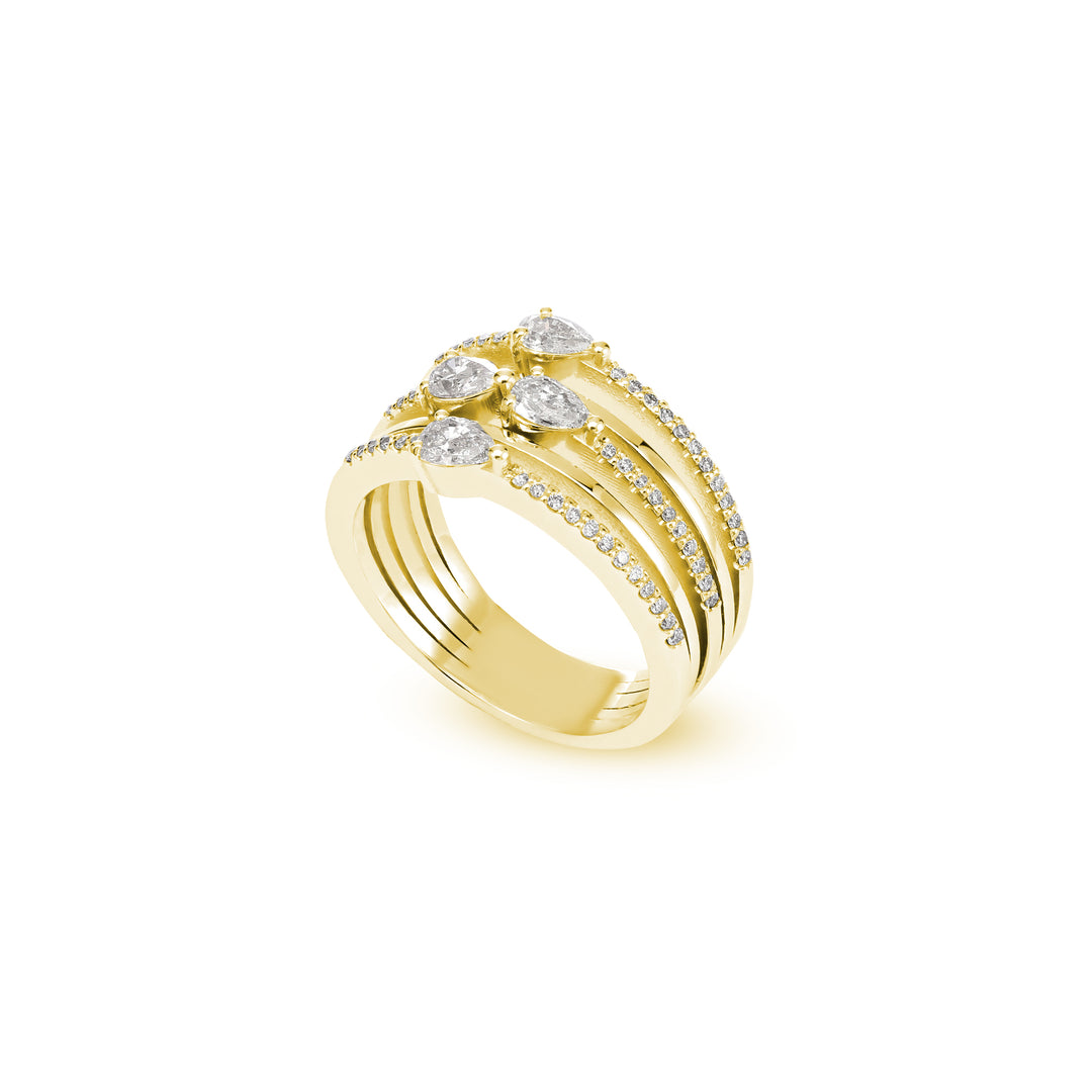 ETOILE Yellow Gold Pear Shape Diamond Ring
