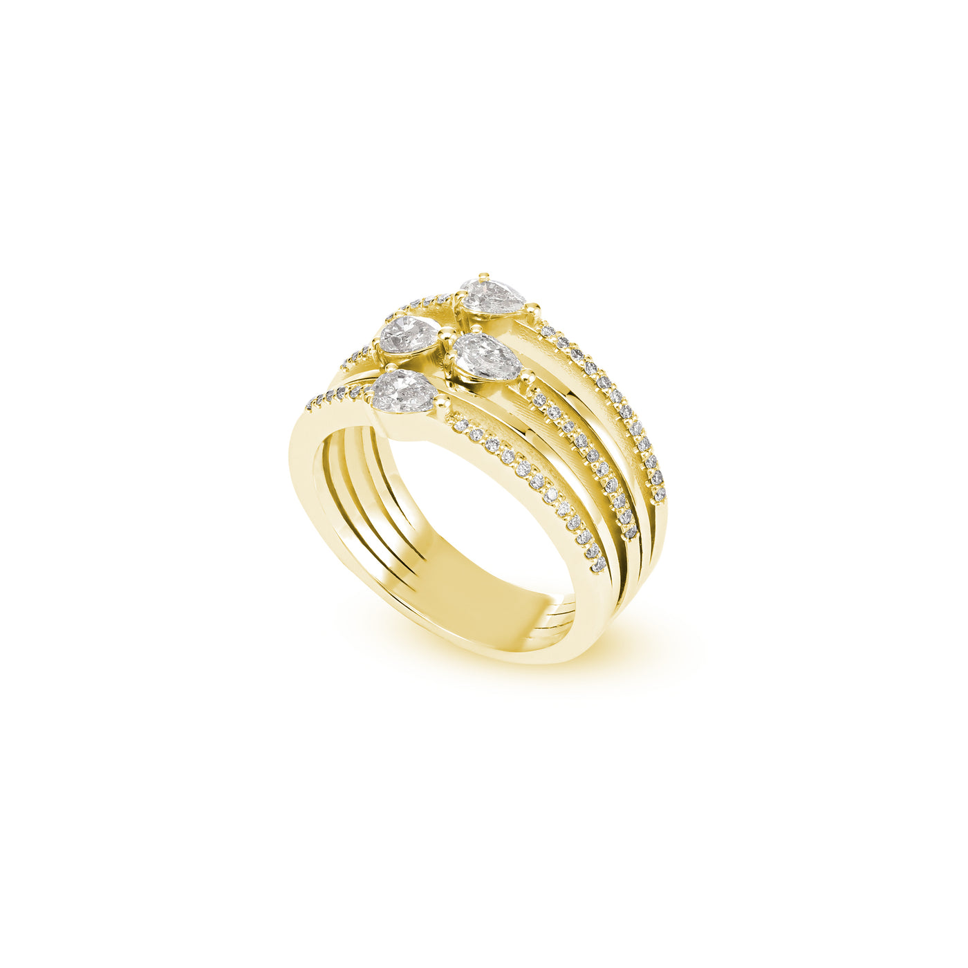 ETOILE Yellow Gold Pear Shape Diamond Ring