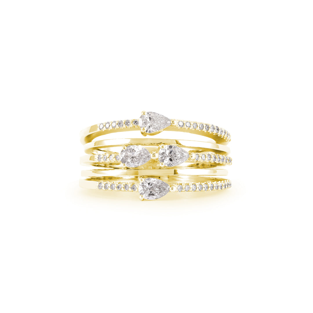 ETOILE Yellow Gold Pear Shape Diamond Ring