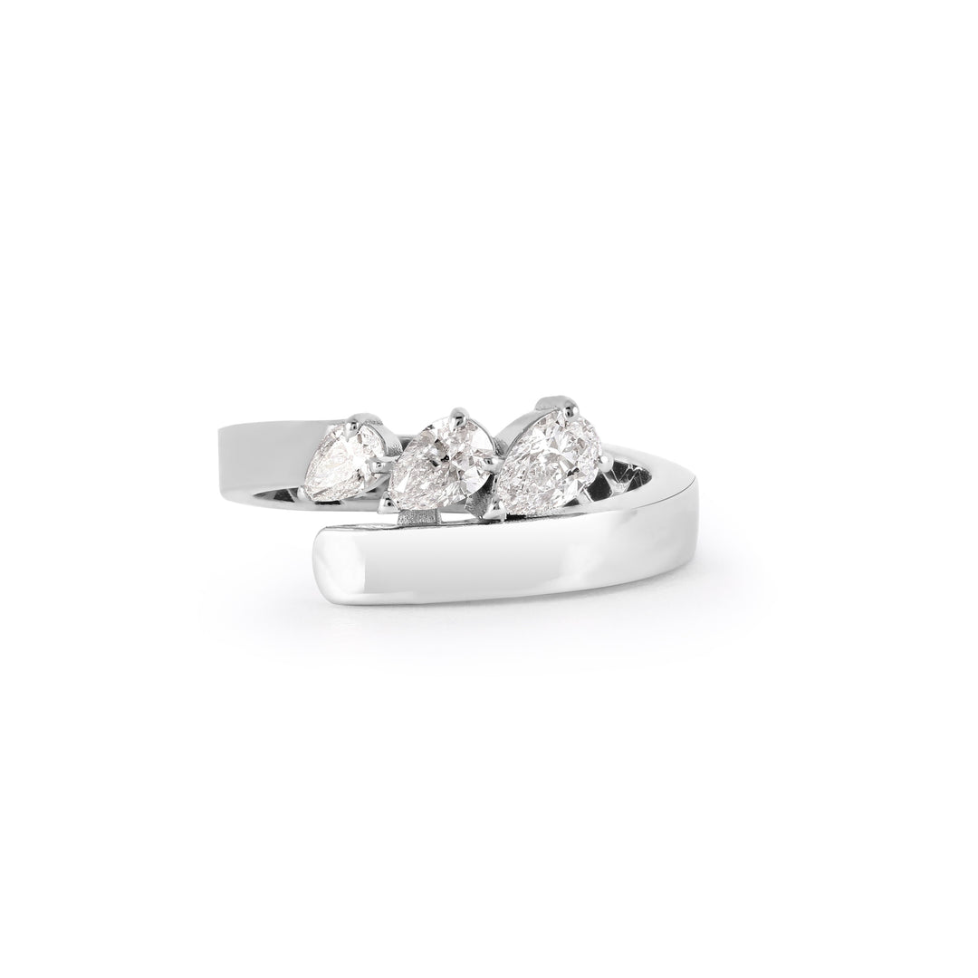 ETOILE White Gold Twisted Pear Shape Diamond Ring