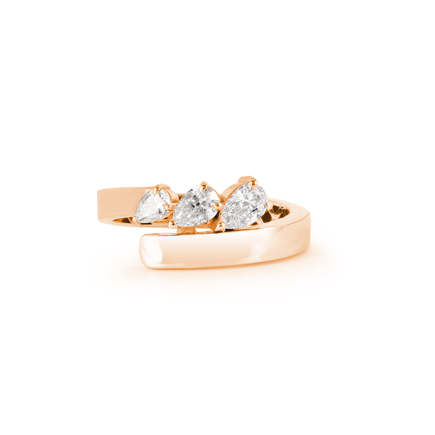 ETOILE Rose Gold Twisted Pear Shape Diamond Ring