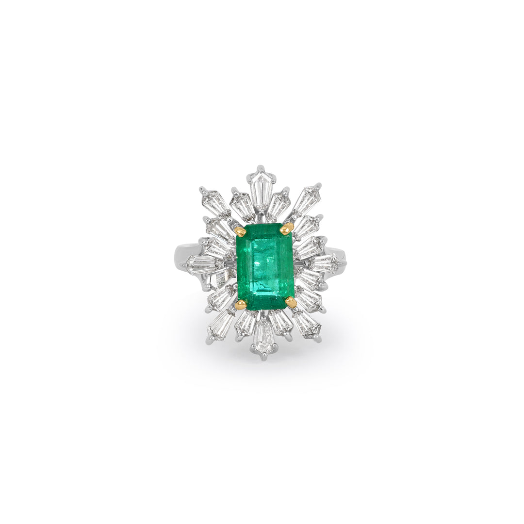 White Gold Diamond Emerald Ring