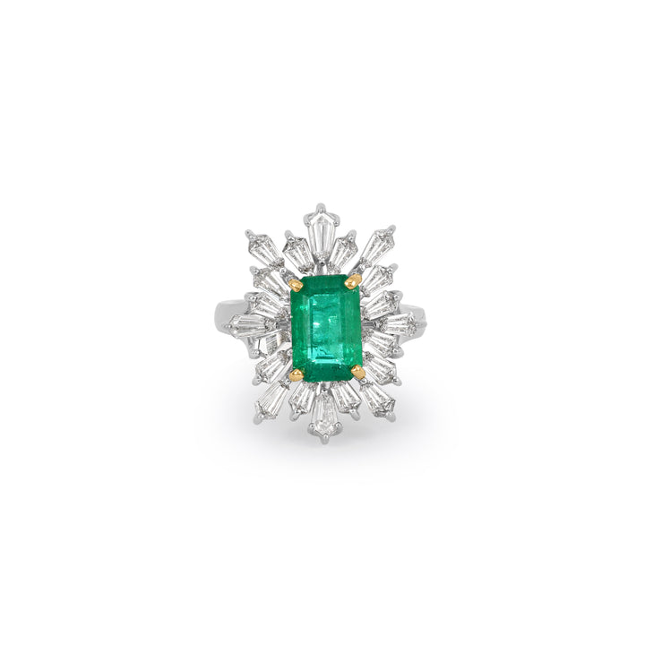 White Gold Diamond Emerald Ring